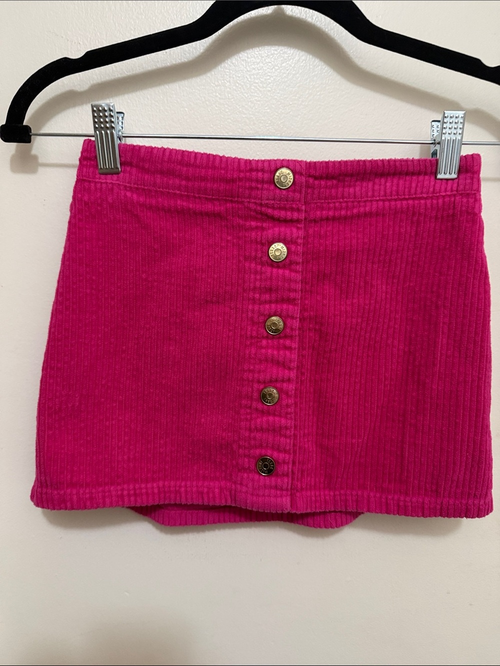 Isaac Mizrahi Hot Pink Corduroy Button-Front Mini Skirt